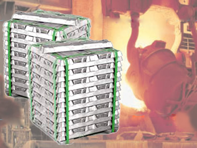 Primary aluminum ingots after being cast