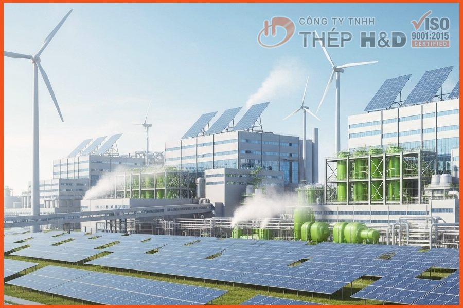 Nhà máy sản xuất sắt xanh sử dụng năng lượng tái tạo và hydro xanh