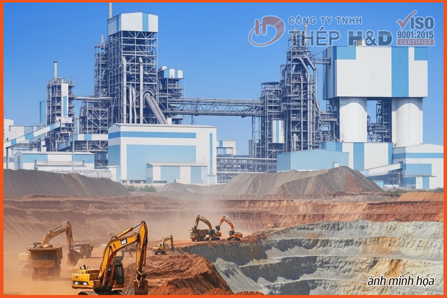 Bauxite ore mining at a large mine in India