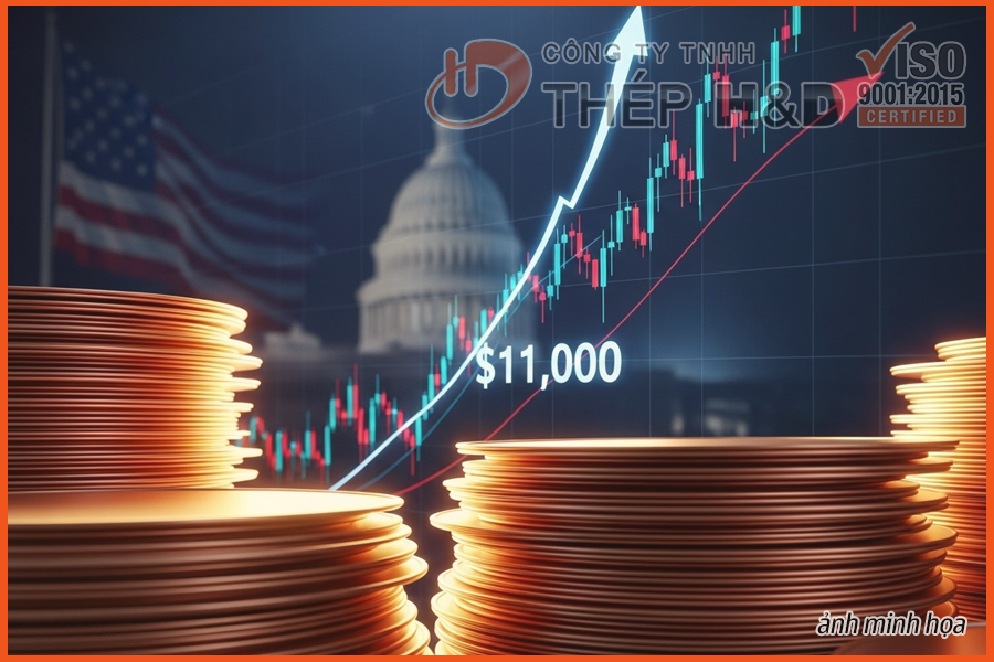 Biểu đồ giá đồng tăng vọt lên mức kỷ lục