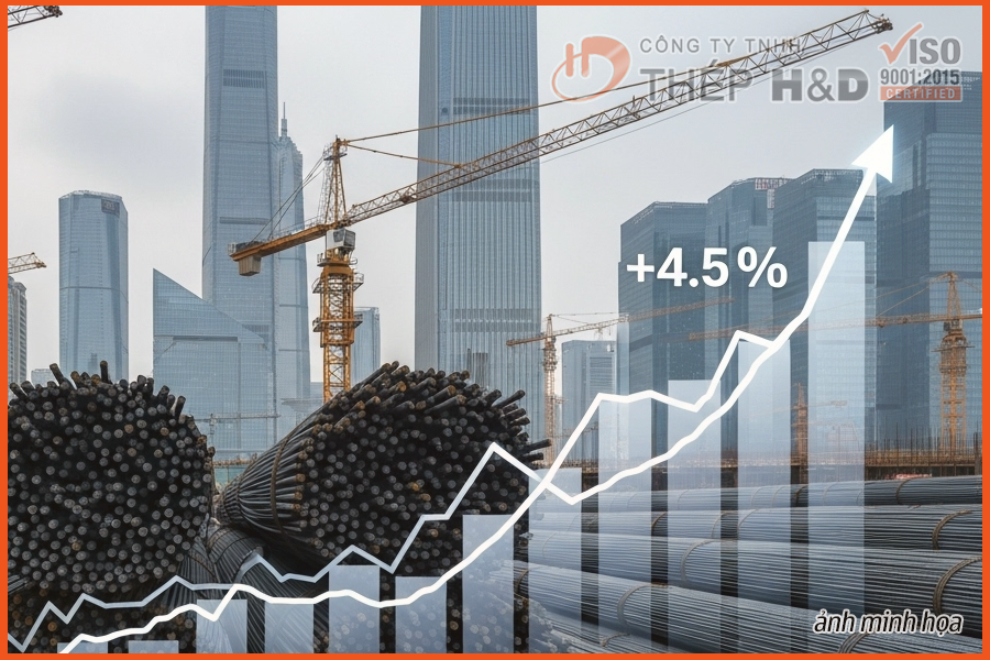 GIÁ THÉP CÂY NỘI ĐỊA TRUNG QUỐC TĂNG 4,5% VÀO CUỐI THÁNG 7