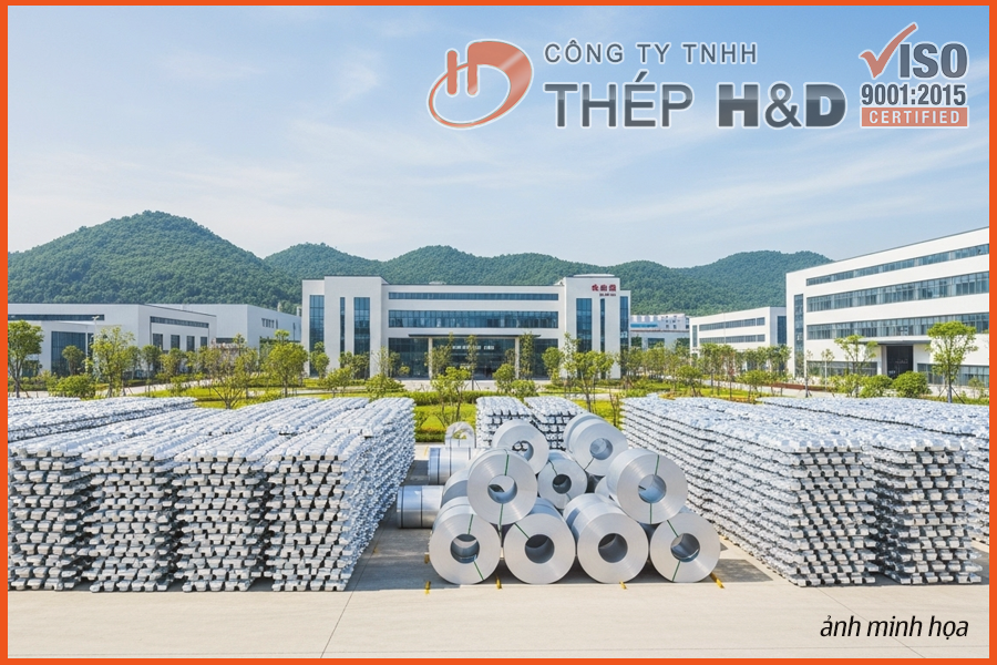 Các cuộn nhôm và thỏi nhôm tại một nhà máy hiện đại ở Baise, Quảng Tây