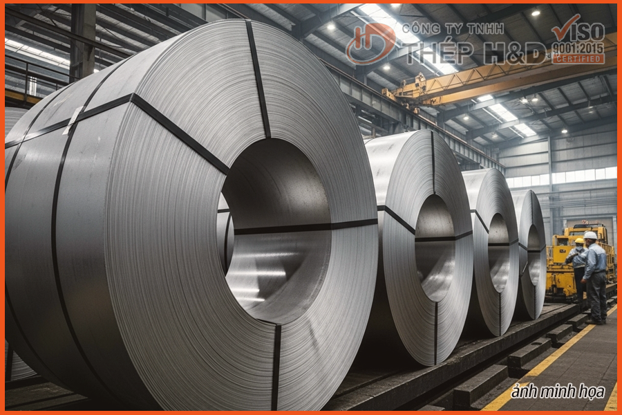 Stainless steel coils in a factory in India, illustrating the steel industry seeking protection.