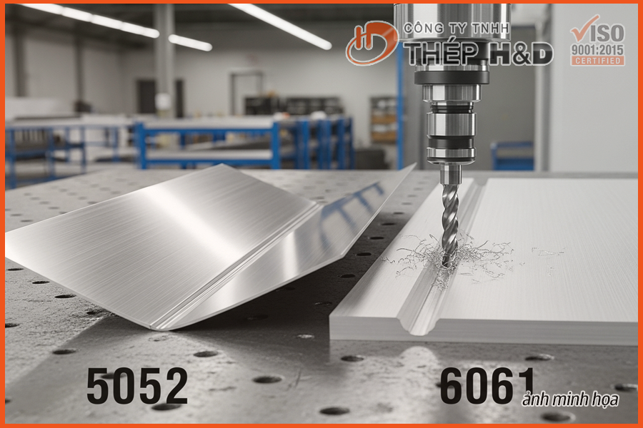 Phân tích chuyên sâu 5052 và 6061: Trade-off giữa Tính định hình (Formability) và Khả năng gia công CNC (Machinability)