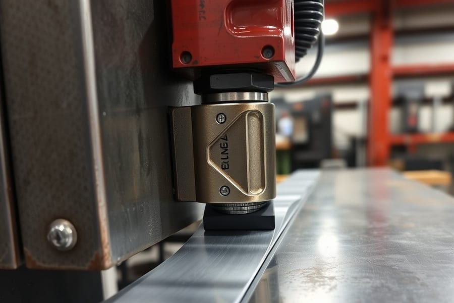Press brake bending a 5052 aluminum sheet to 90 degrees with a suitable punch radius