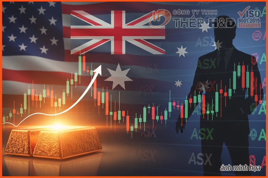 A volatile copper price chart with the US and Australian flags in the background, illustrating the impact of Trump's tariff on the ASX mining sector