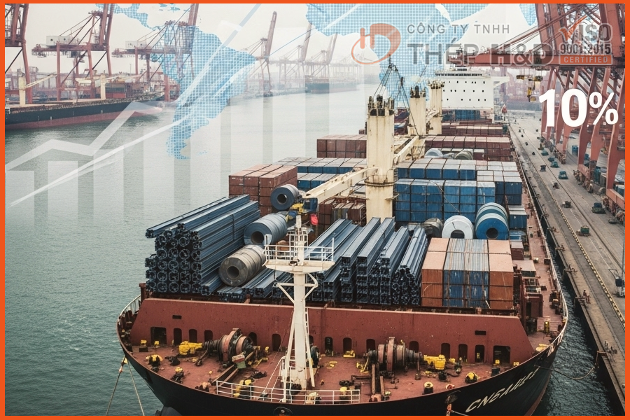 Thép Trung Quốc: Xuất khẩu tăng 10% trong 8 tháng đầu 2025, định hình lại thị trường toàn cầu